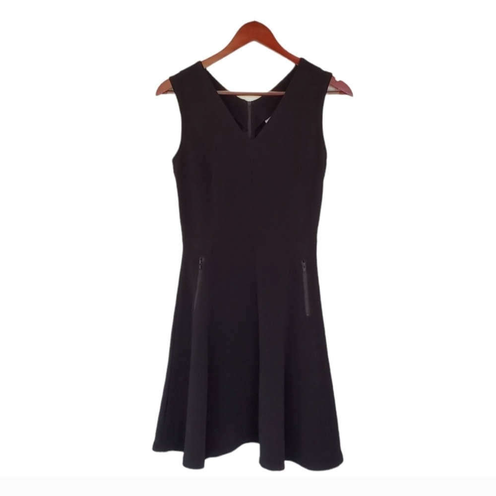 Halogen Black V-Neck Fit and Flare Little Black Dress